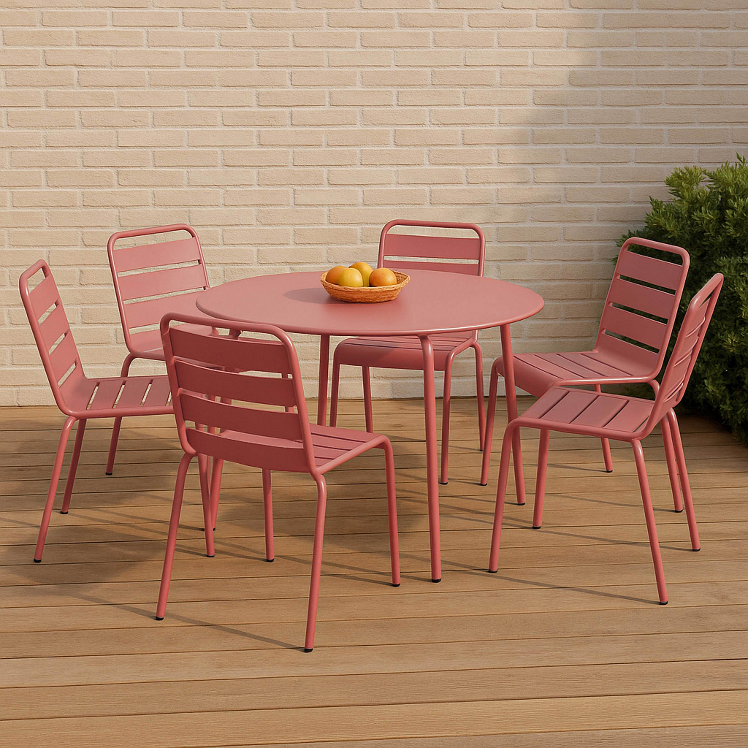 GARTENSET 7-tlg., Lehm - Pink, Metall - Oviala