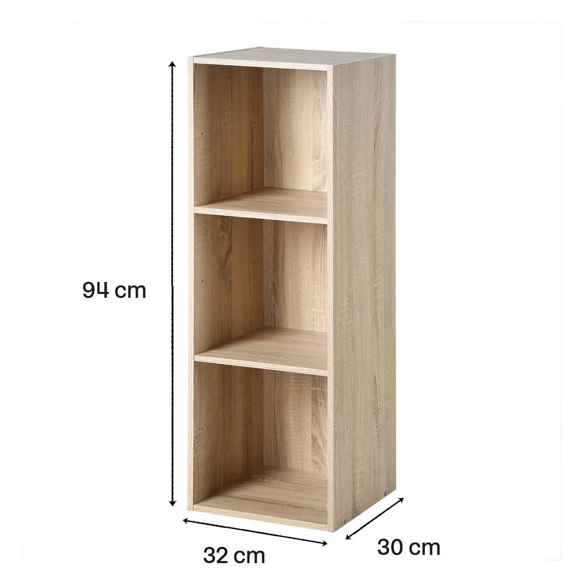 AUFBEWAHRUNGSREGAL mit 3 Fächern - L31,7 cm - Apfelbaumfarben, Holzwerkstoff (29.5/92.5/31.7cm) - Calicosy