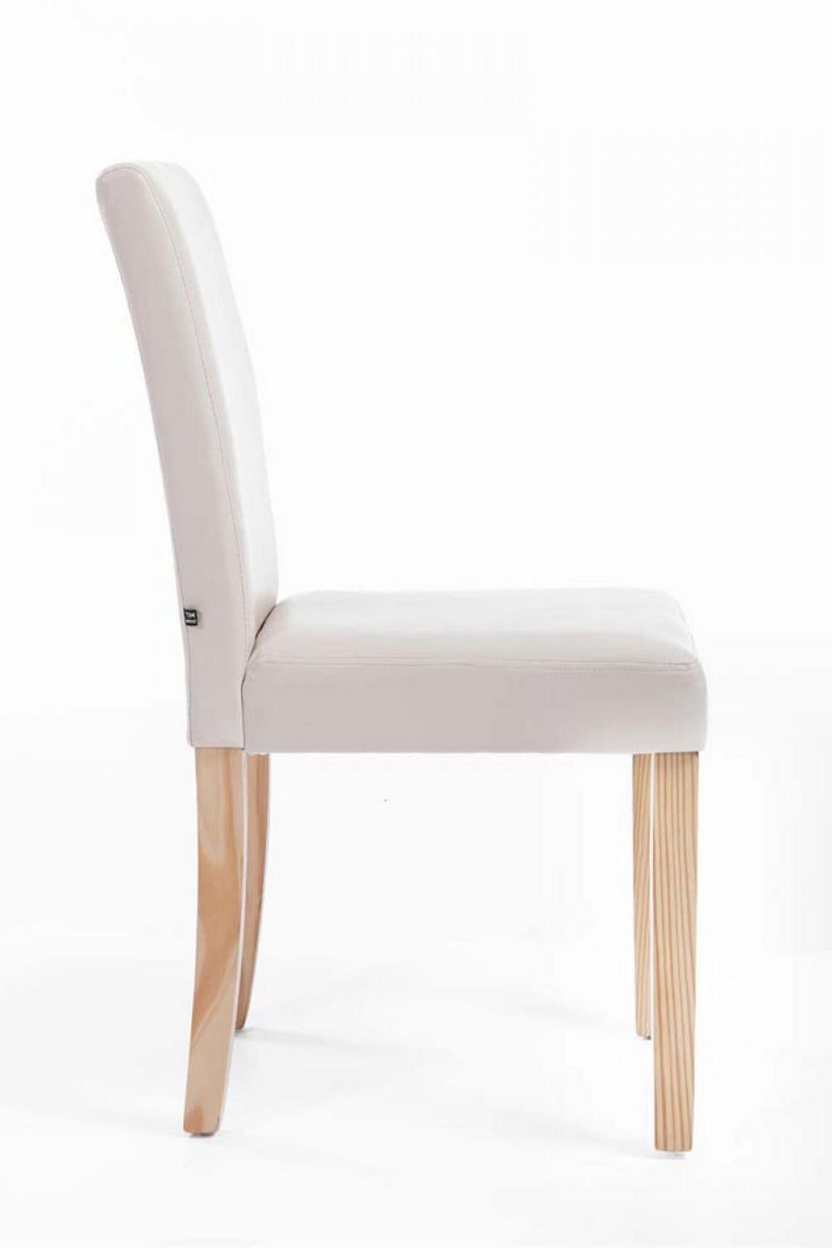 STUHL Lederlook creme - Eukalyptusholzfarben/Creme, Holz/Textil (41/91/47cm) - CLP
