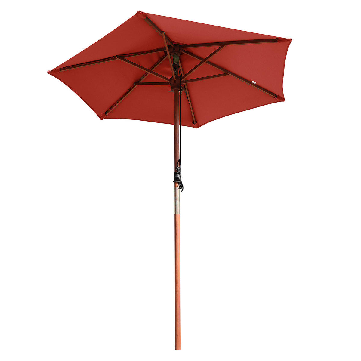 SONNENSCHIRM - Eukalyptus massiv / Polyester - Terracotta, Holz/Textil (200/200cm) - home24