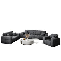 SITZGARNITUR 3+2+1 NIMES Stoff Perfect Harmony Dunkelgrau - Dunkelgrau, Holz/Textil (245/82/92cm) - Kaiser Möbel