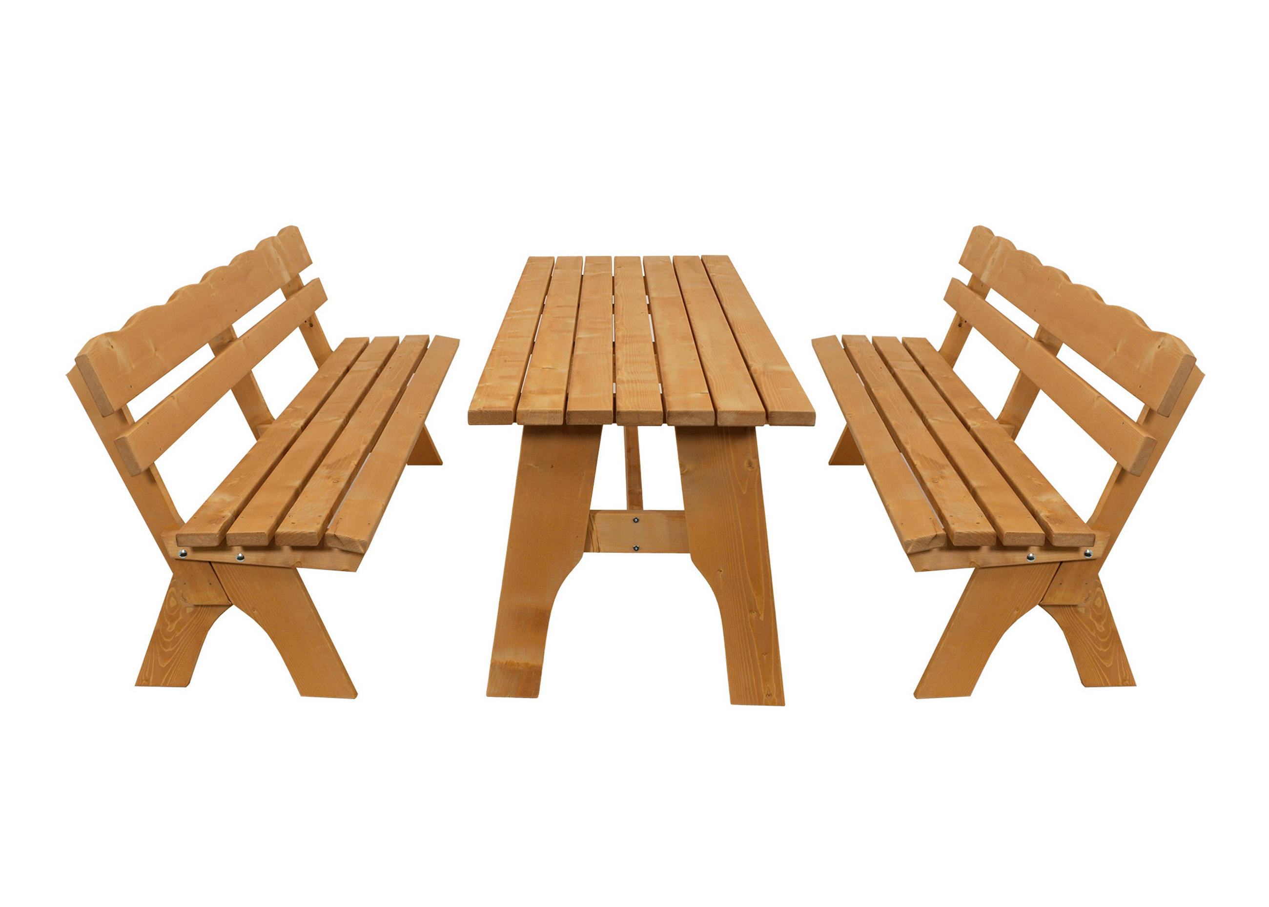 GARTEN-GARNITUR Drieburg 200cm aus Kiefer massiv 3tlg. - Braun, Holz - TPFGarden