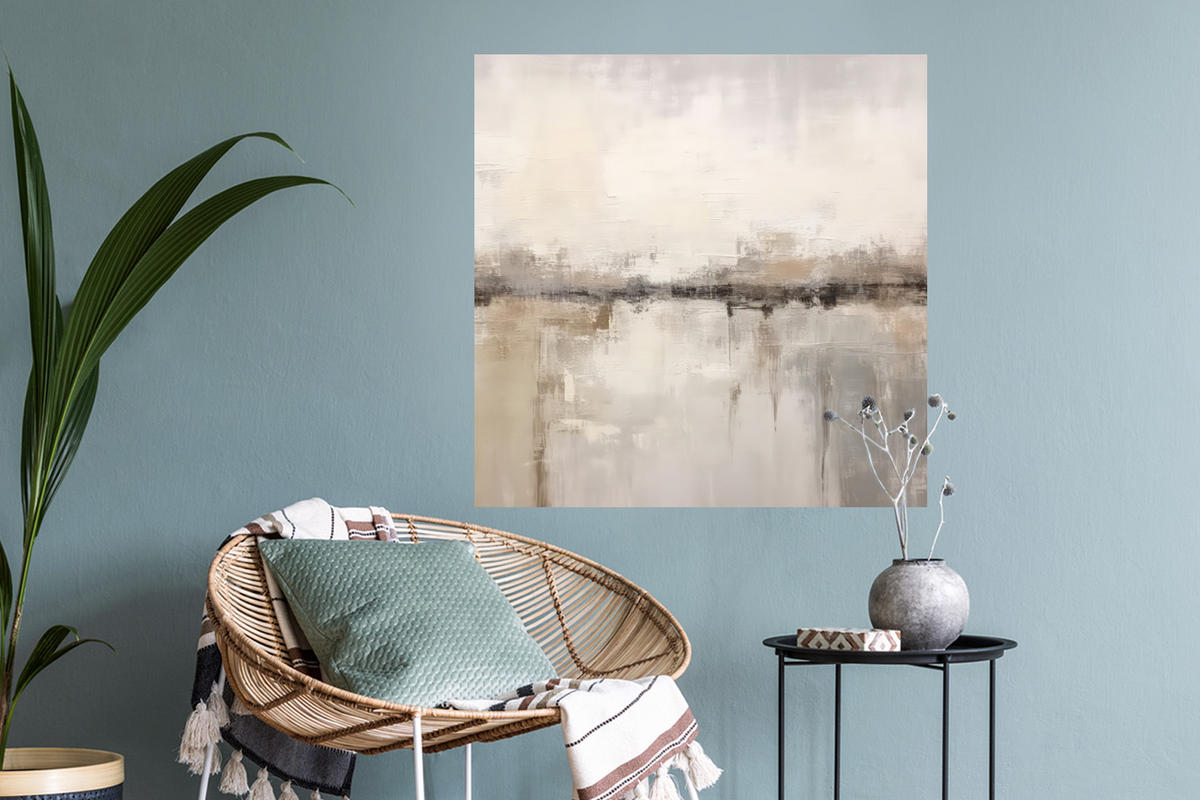 WANDTATTOO Moderne Kunst - Abstrakt - Beige 50x50 cm - Beige, Kunststoff (50/50/0.1cm) - MuchoWow