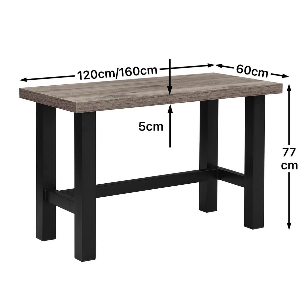 SCHREIBTISCH THOR 120/60/77 cm - Anthrazit/Schwarz, Holzwerkstoff/Metall (60/120/77cm) - DUBI Möbel