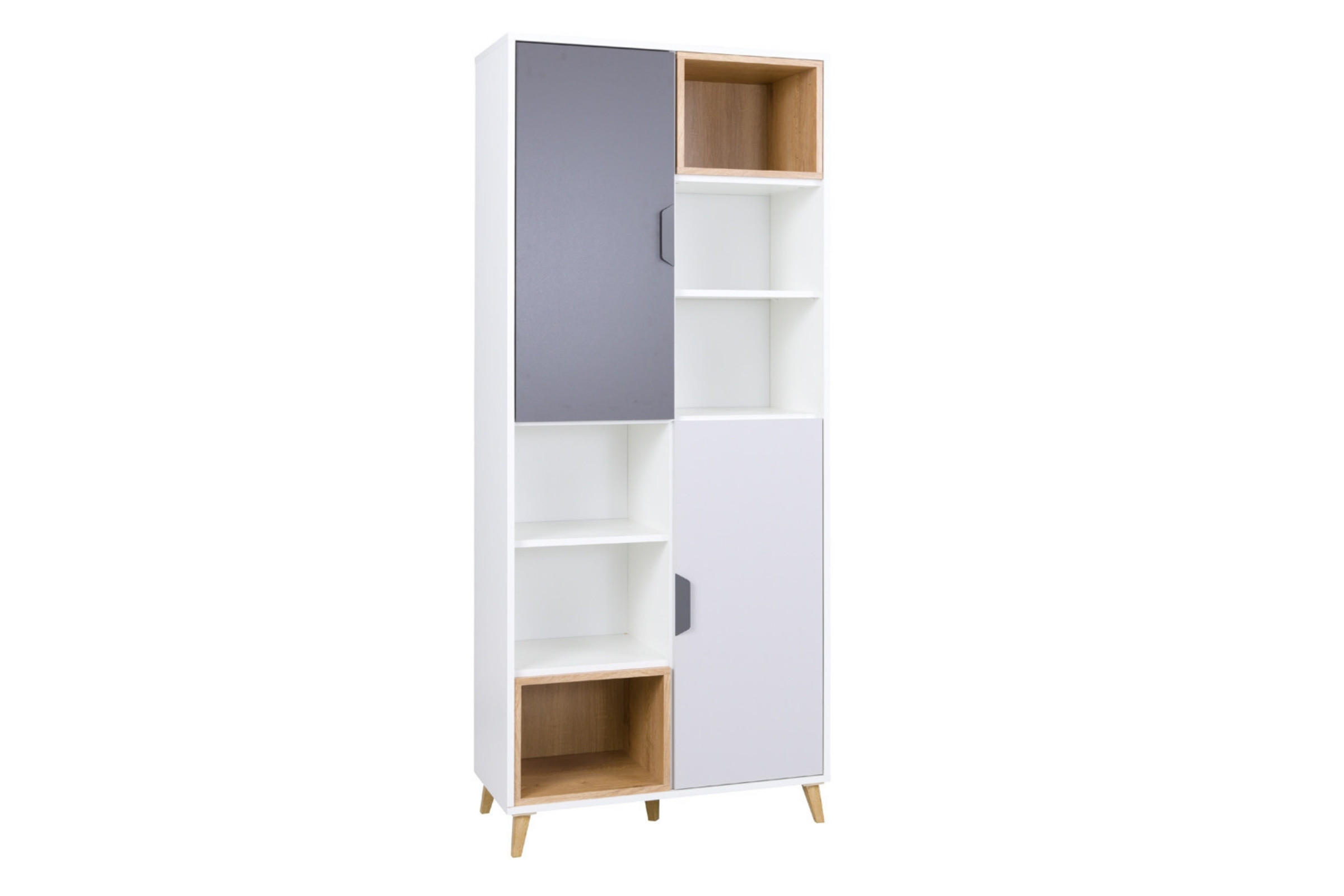KINDERREGAL JUSTIN 03 80 cm breit in Weiß / Graphit / Grau / Eiche - Eichefarben/Graphitfarben, Holzwerkstoff (80/190/40cm) - Deine Möbel 24