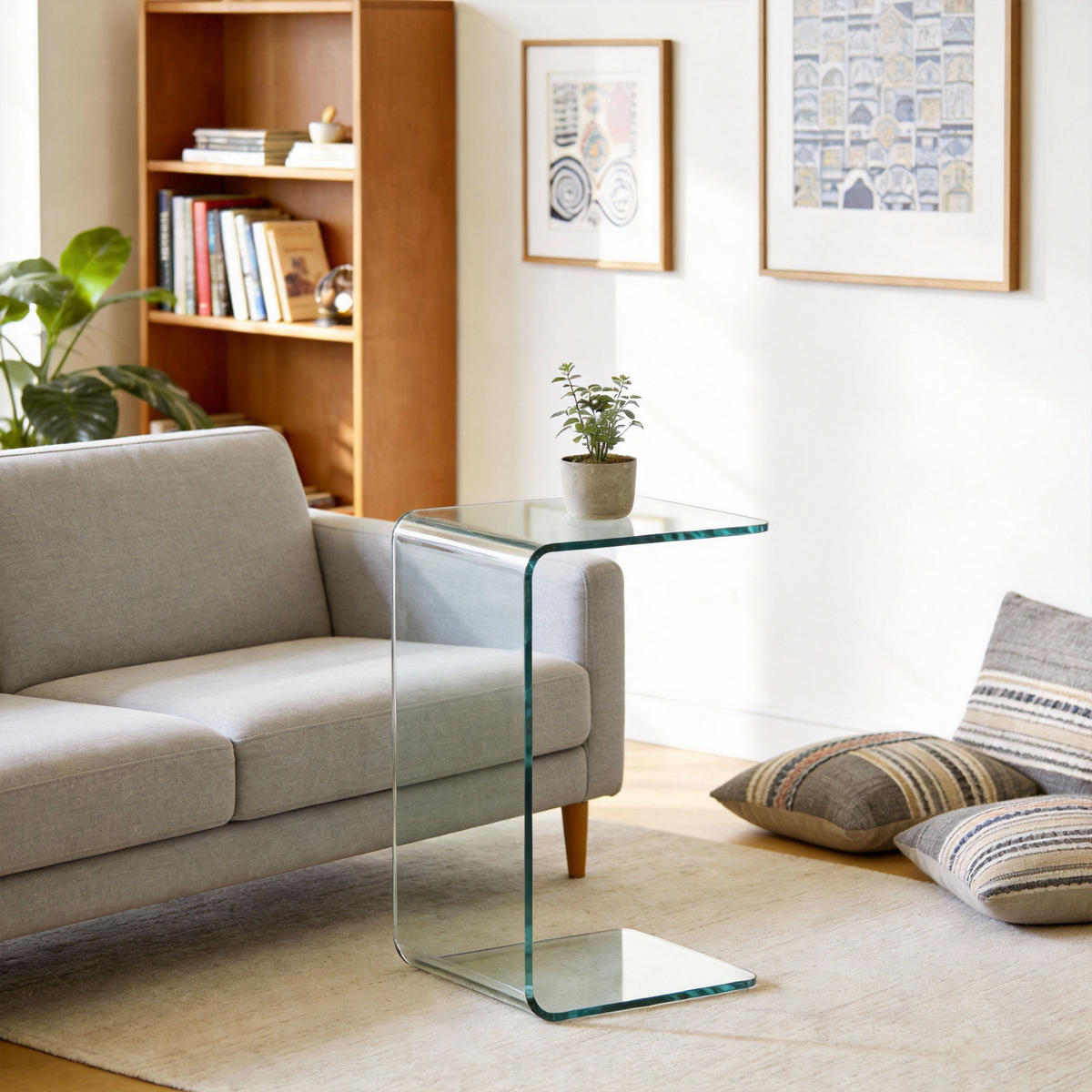 COUCHTISCH DE-08754 einteiliges Design, 80x45 cm Transparent - Transparent, Glas (80/45/35cm) - ComfortXL