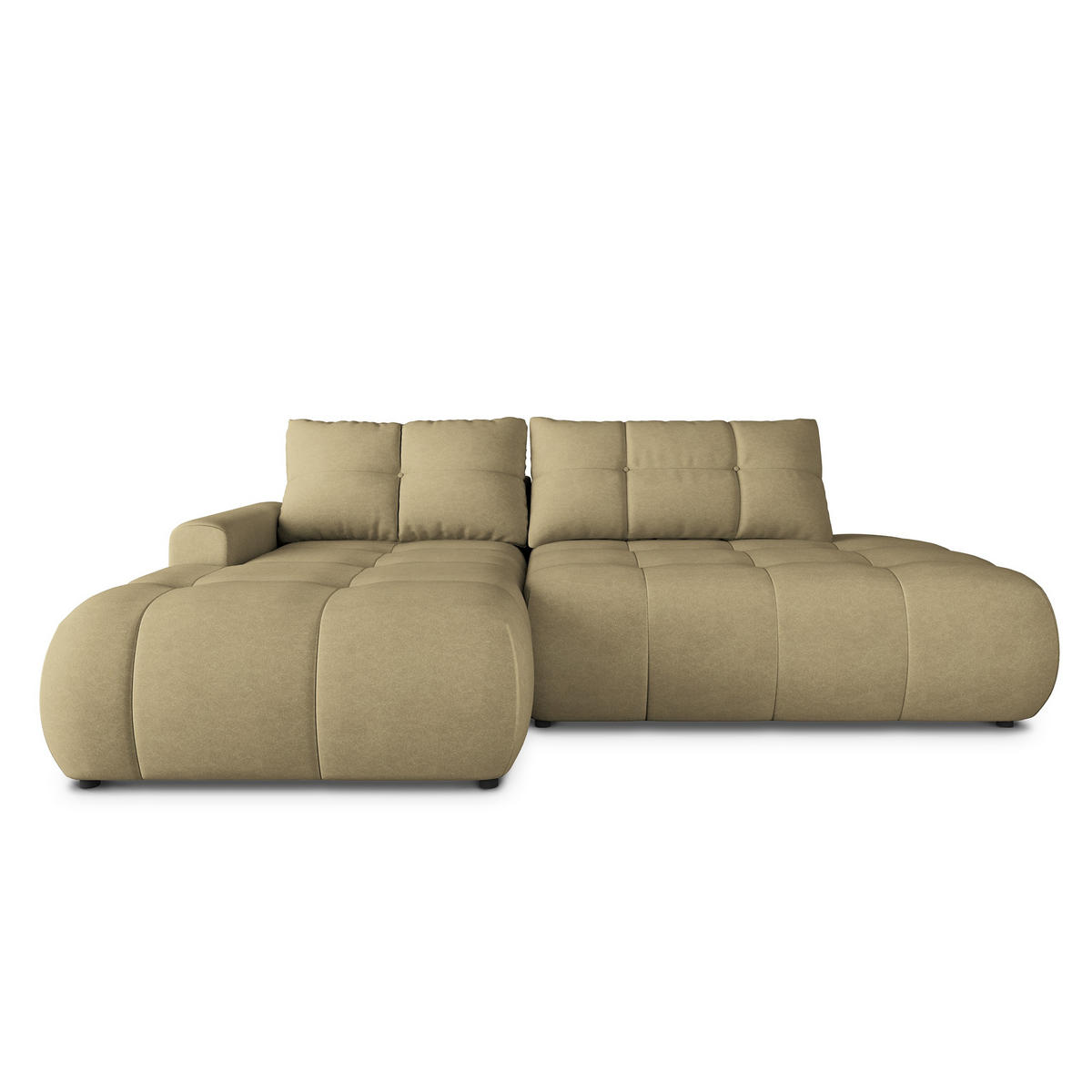 ECKSOFA FLUMA CL L-S Senfgelb Samtstoff mit Schlaffunktion - Currygelb, Holzwerkstoff/Textil (279/158cm) - MASSENO