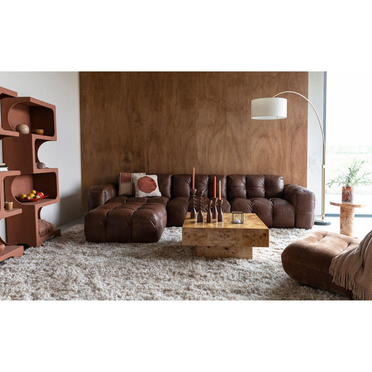 SOFA 4,5-SITZER Hackman Leder Chokolade/ Braun - Braun, Leder (364/84/102cm) - Dutchbone