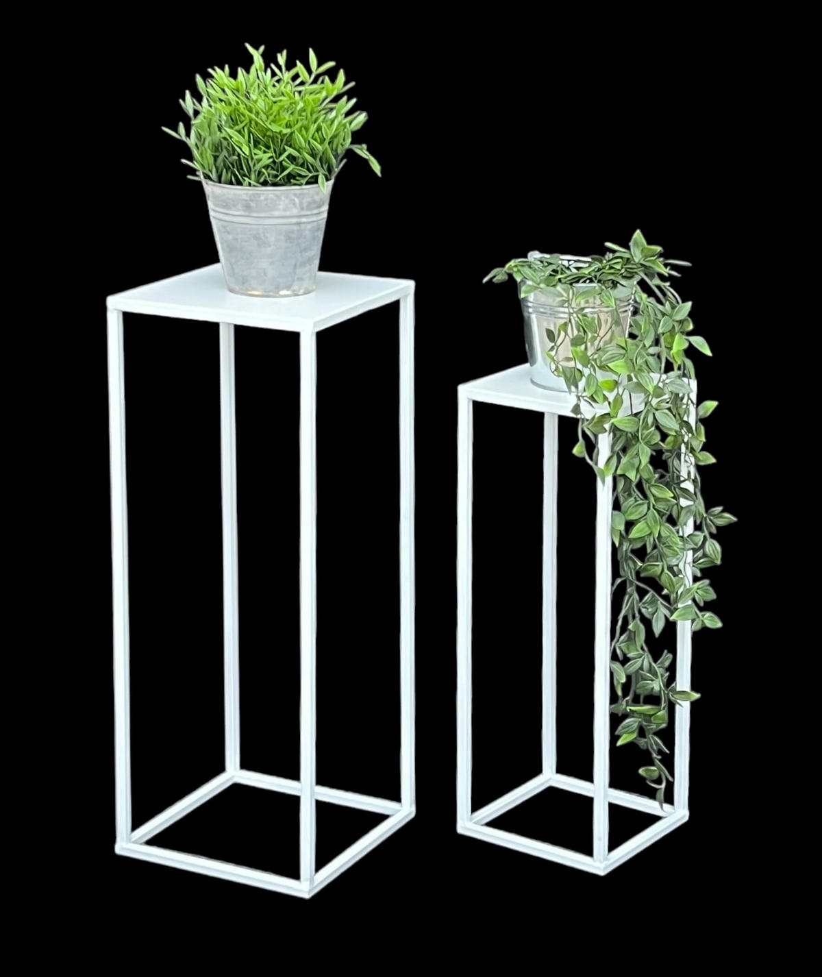 BLUMENHOCKER Metall Weiß Eckig 2er Set - Weiß, Metall (23/60/23cm) - DanDiBo