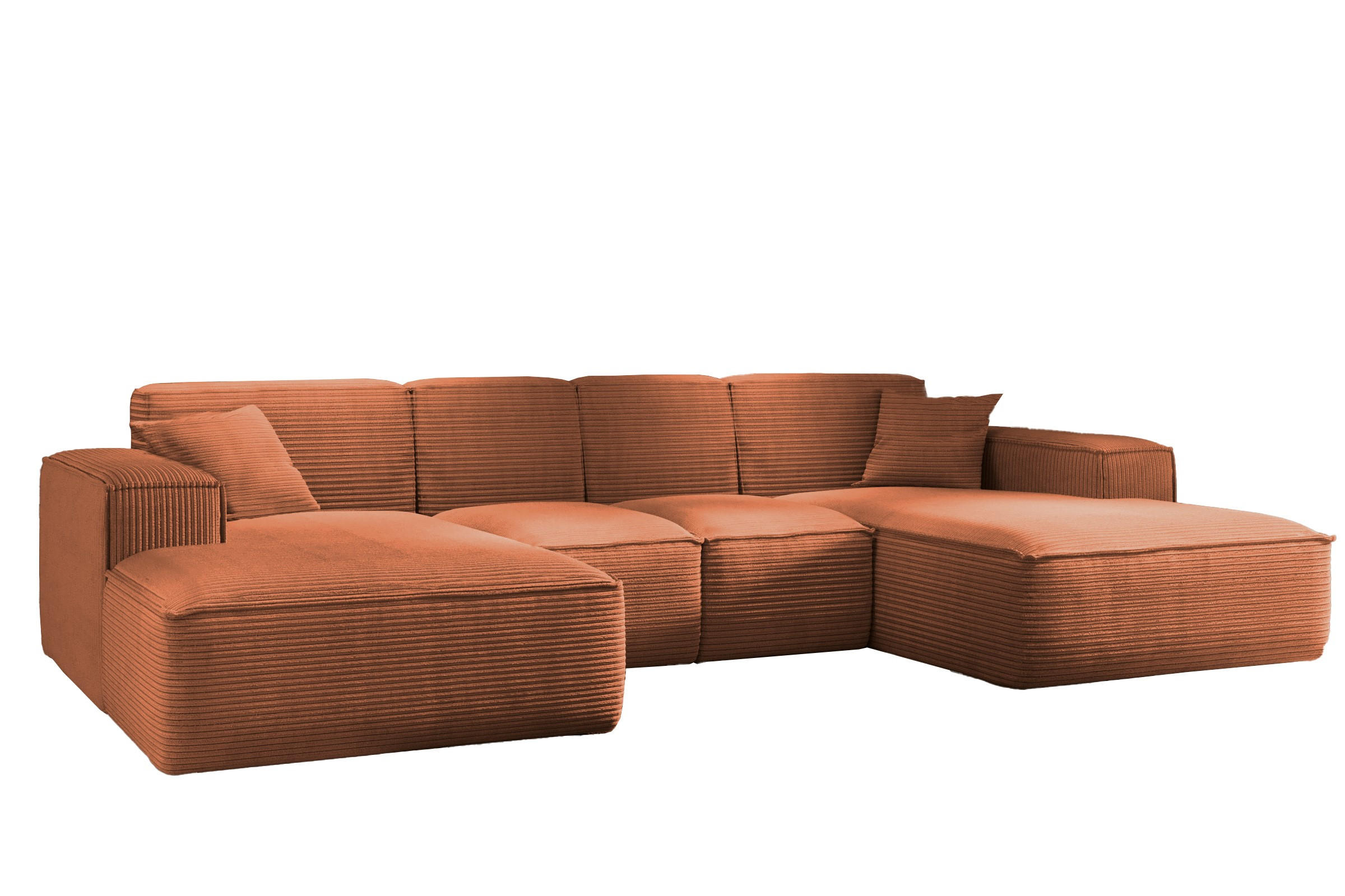 ECKSOFA, Eckcouch U form, Wohnzimmer Couch Large 342cm SIENA stoff Poso Kupfer - Kupferfarben, Holz/Textil (344/165cm) - Kaiser Möbel