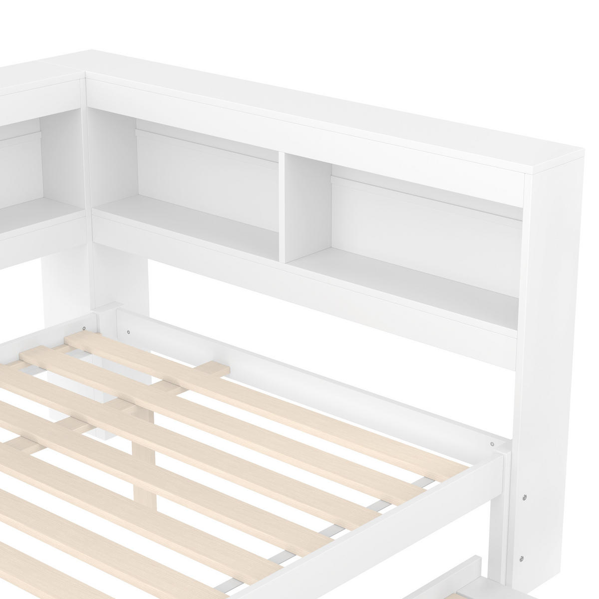 TAGEBETT 140x200cm Weiß Spanplatte Ausziehbett Steckdose USB - Weiß, Holz (140/200cm) - FLIEKS