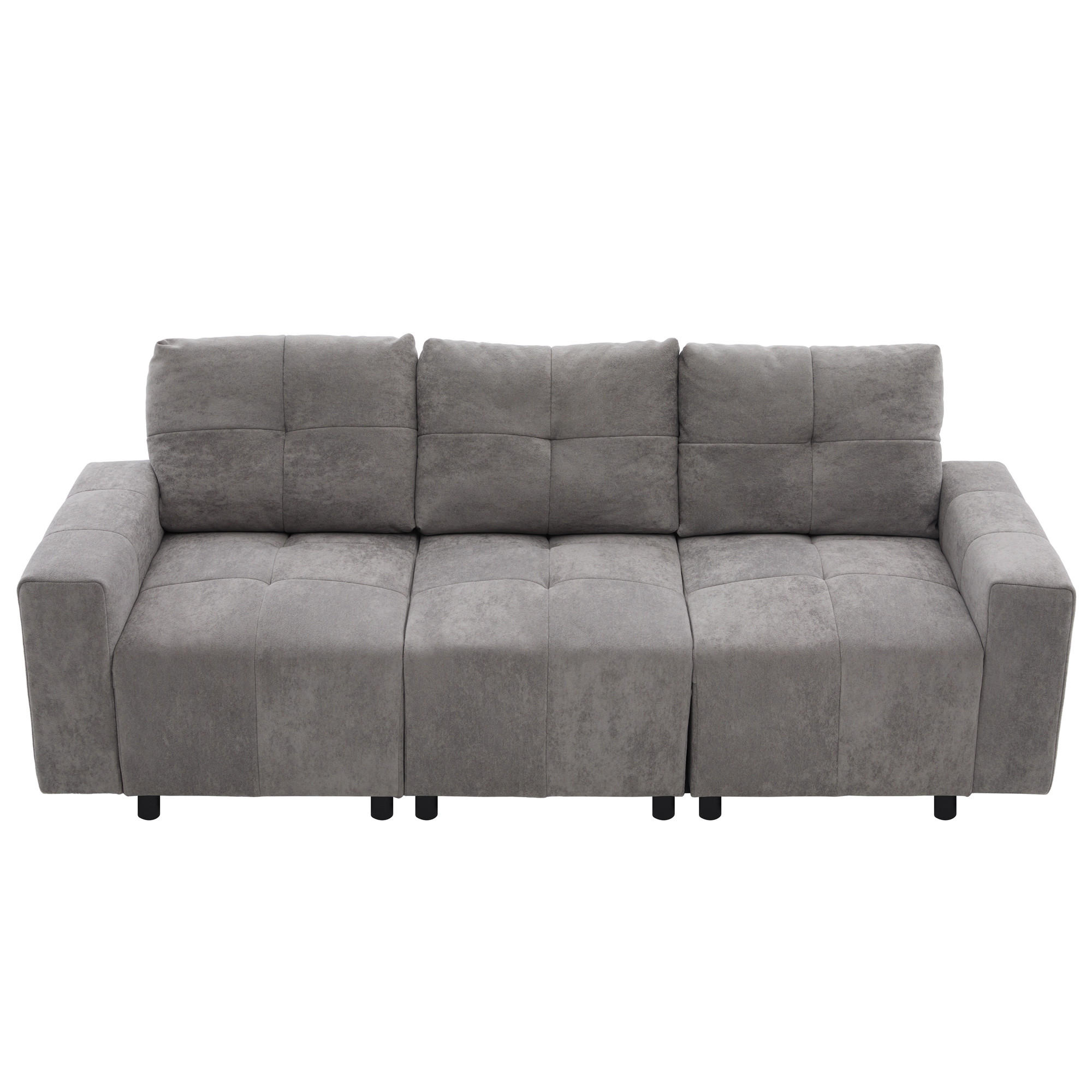 3-SITZER SOFA Chenille Grau mit Schlaffunktion - Grau, Holzwerkstoff/Kunststoff (213/84/94cm) - WISHDOR