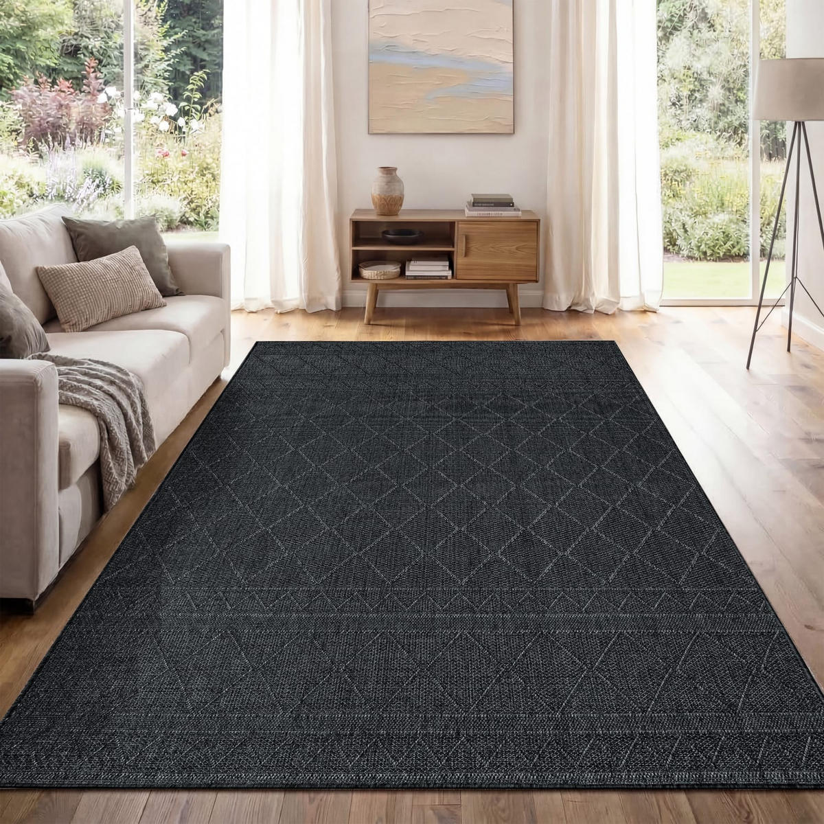 OUTDOORTEPPICH 150/150 cm Vermont 191 - Anthrazit, Kunststoff (150/150cm) - Paco Home