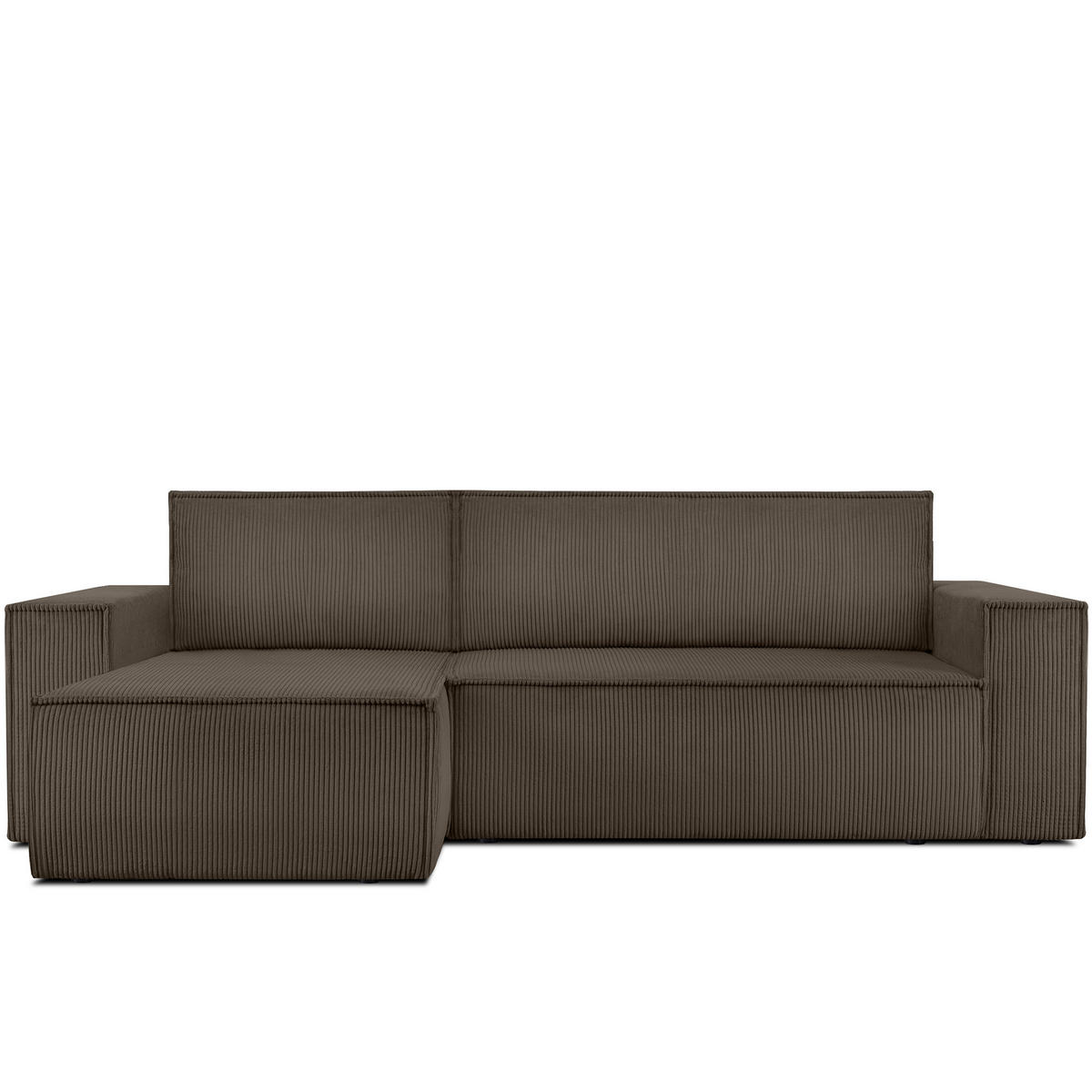 ECKSOFA-LINKS/RECHTS NAPI Schlaffunktion mit Cordbezug, braun - Schwarz/Braun, Textil (262/148cm) - KONSIMO®