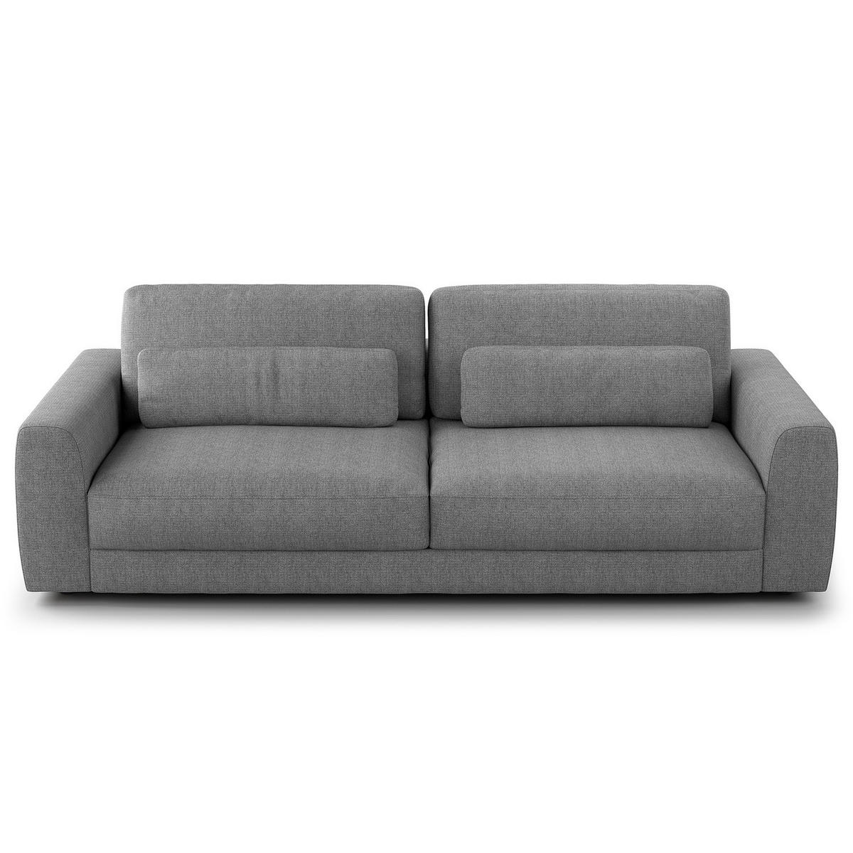 3-SITZER SOFA - Silberfarben/Schwarz, Kunststoff/Textil (252/80/117cm) - home24