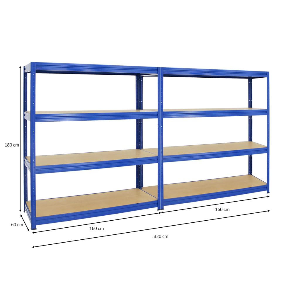 SCHWERLASTREGAL Dino 2er-Set mit 2x 180x160x60 cm Fachlast 600 kg Blau - Blau, Metall (320/180/60cm) - PROREGAL