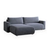 ECKSOFA TURIN M Grau Velours-Stoff mit Schlaffunktion - Grau, Holz (265/183cm) - MASSENO