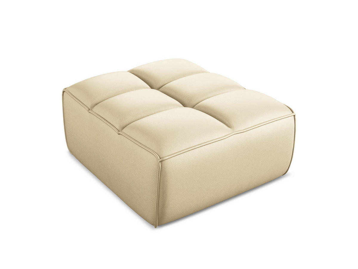 POUF Kunstleder Beige - Beige/Schwarz, Leder/Kunststoff (80/43/93cm) - Makamii