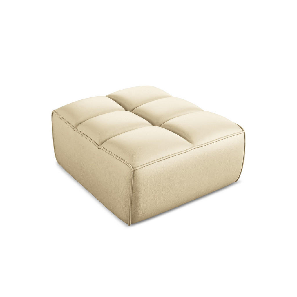 Thumbnail - Makamii Pouf, Beige, Leder, 1-Sitzer, Füllung: Schaumstoff, 80x43x93 cm, Made in EU, Wohnzimmer, Hocker, Sitzhocker
