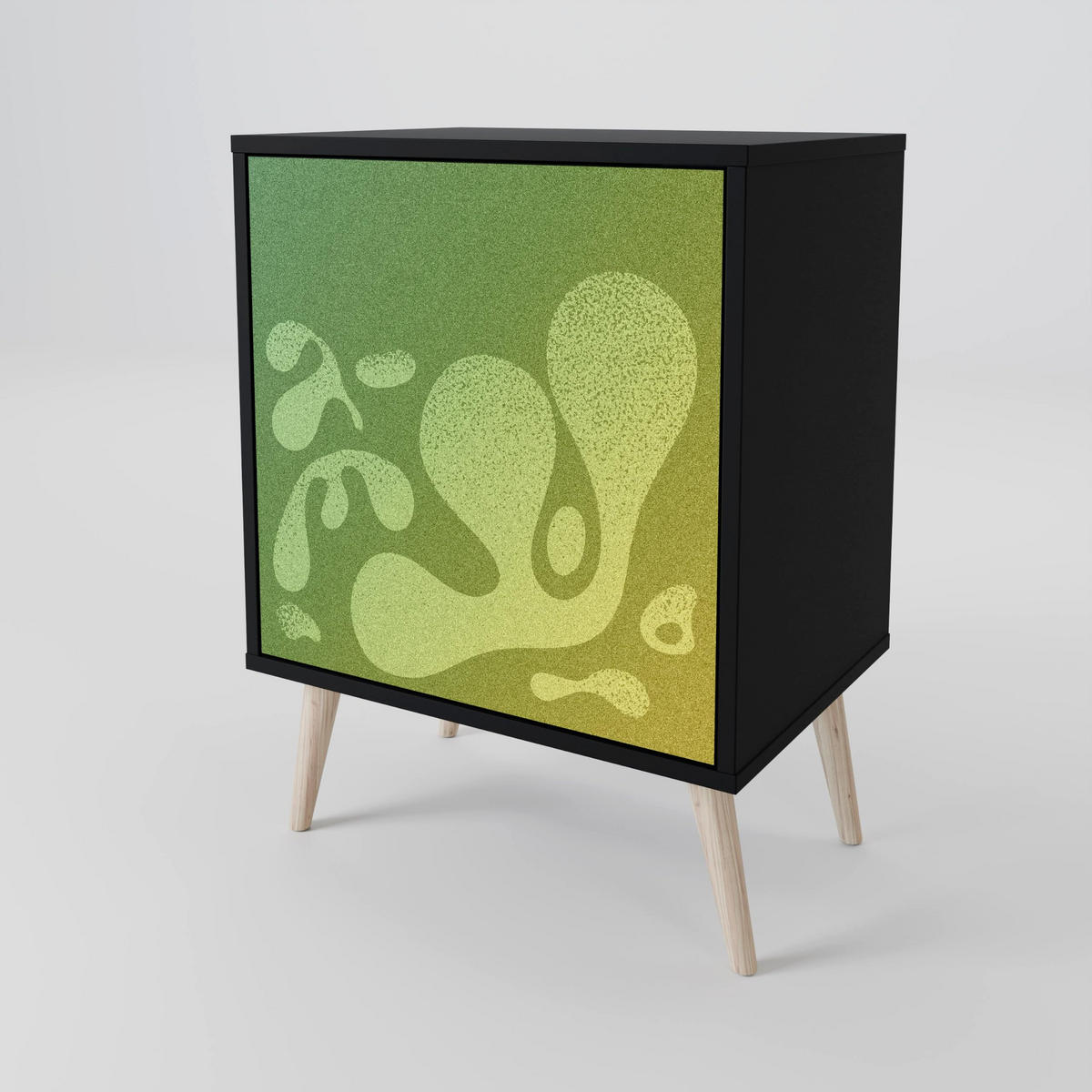 SIDEBOARD IRREGULAR BLUE, Schwarz, 57,5x42x75,5 cm, Goldfarbene Metallfüße - Goldfarben/Multicolor, Holzwerkstoff/Metall (57.5/75.5/42cm) - SpaceRebels