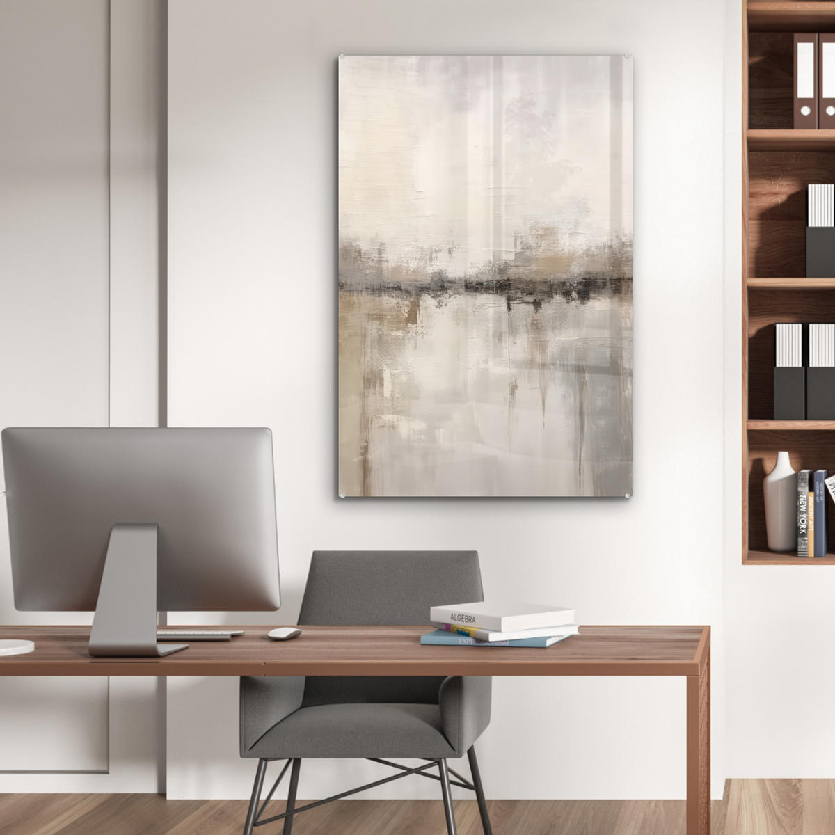 ACRYLGLASBILD Moderne Kunst - Abstrakt - Beige 60x90 cm - Beige, Glas (60/90cm) - MuchoWow