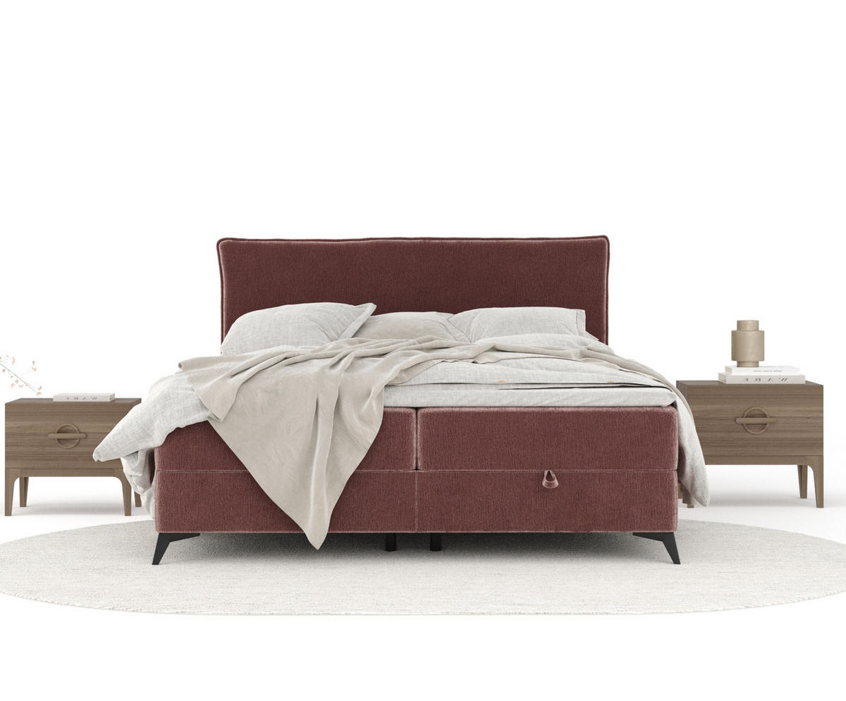 BOXBETT Peru Rosa 140/200 cm im Chenille-Stoff - Pink/Schwarz, Holz/Holzwerkstoff (140/200cm) - Maison de Reve