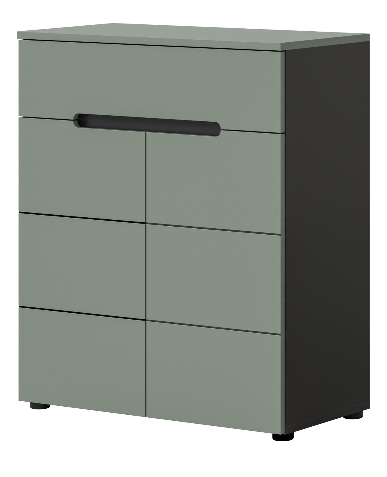 SCHUHKOMMODE Salbei grün, Basalt Grau 80 x 94 cm, Flurkommode mit Soft-Close - Salbeigrün/Schwarz, Holzwerkstoff/Kunststoff (80/94/37cm) - Inn.Furn