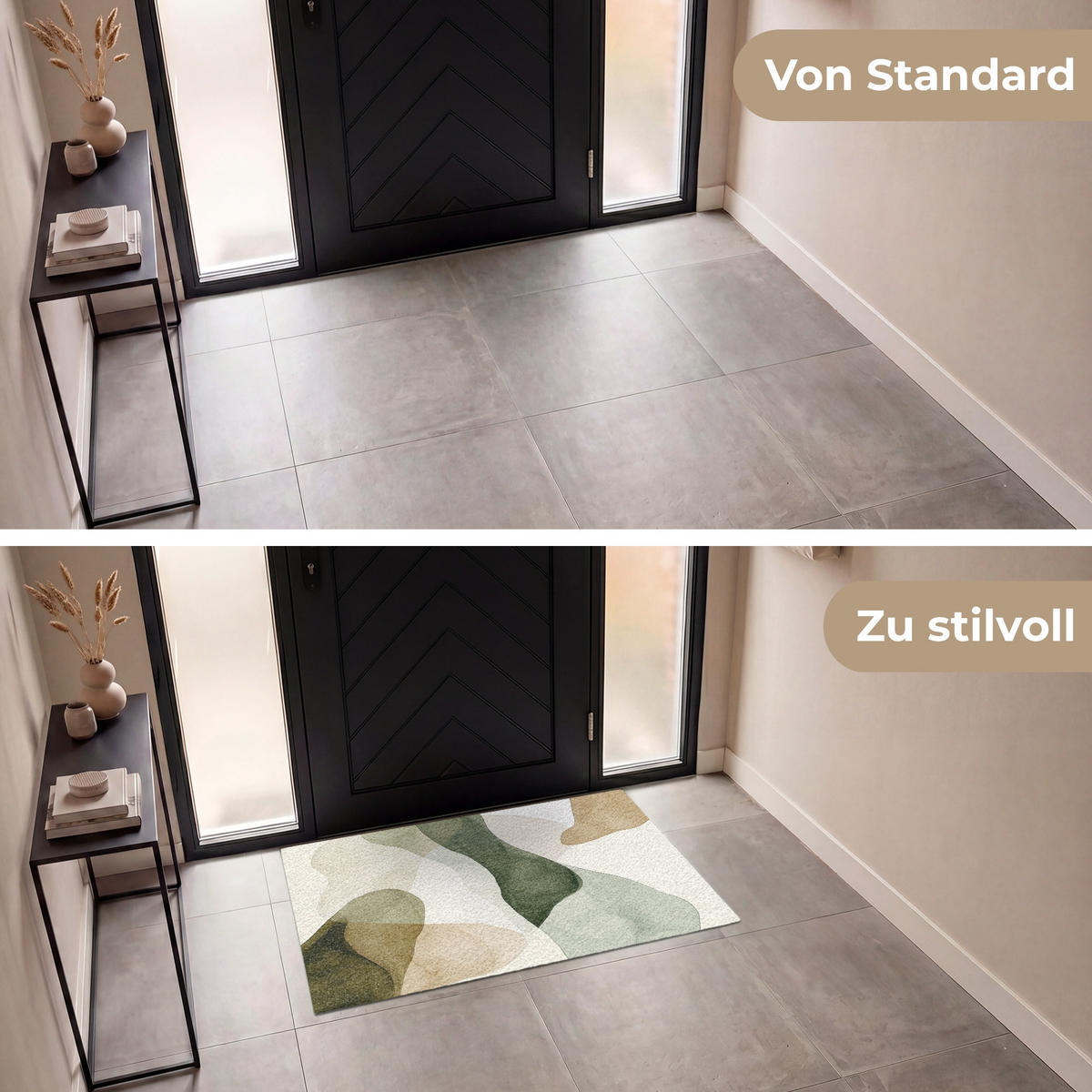 ROHOŽKA Japandi - Abstraktní - Zelená 120x80 cm - různobarevná, textil/umělá hmota (120/0.4cm) - MuchoWow
