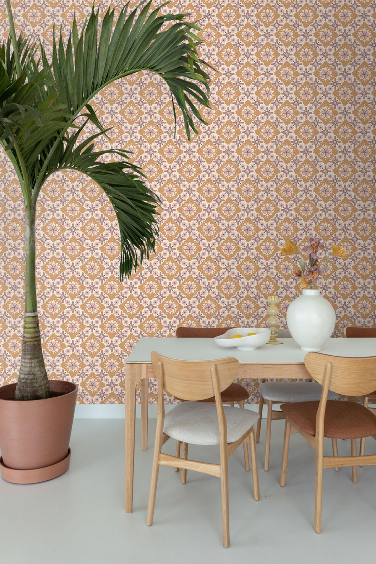 TAPETE Blumenmuster 50 x 900 cm - Orange, Papier (50/900cm) - ESTAhome