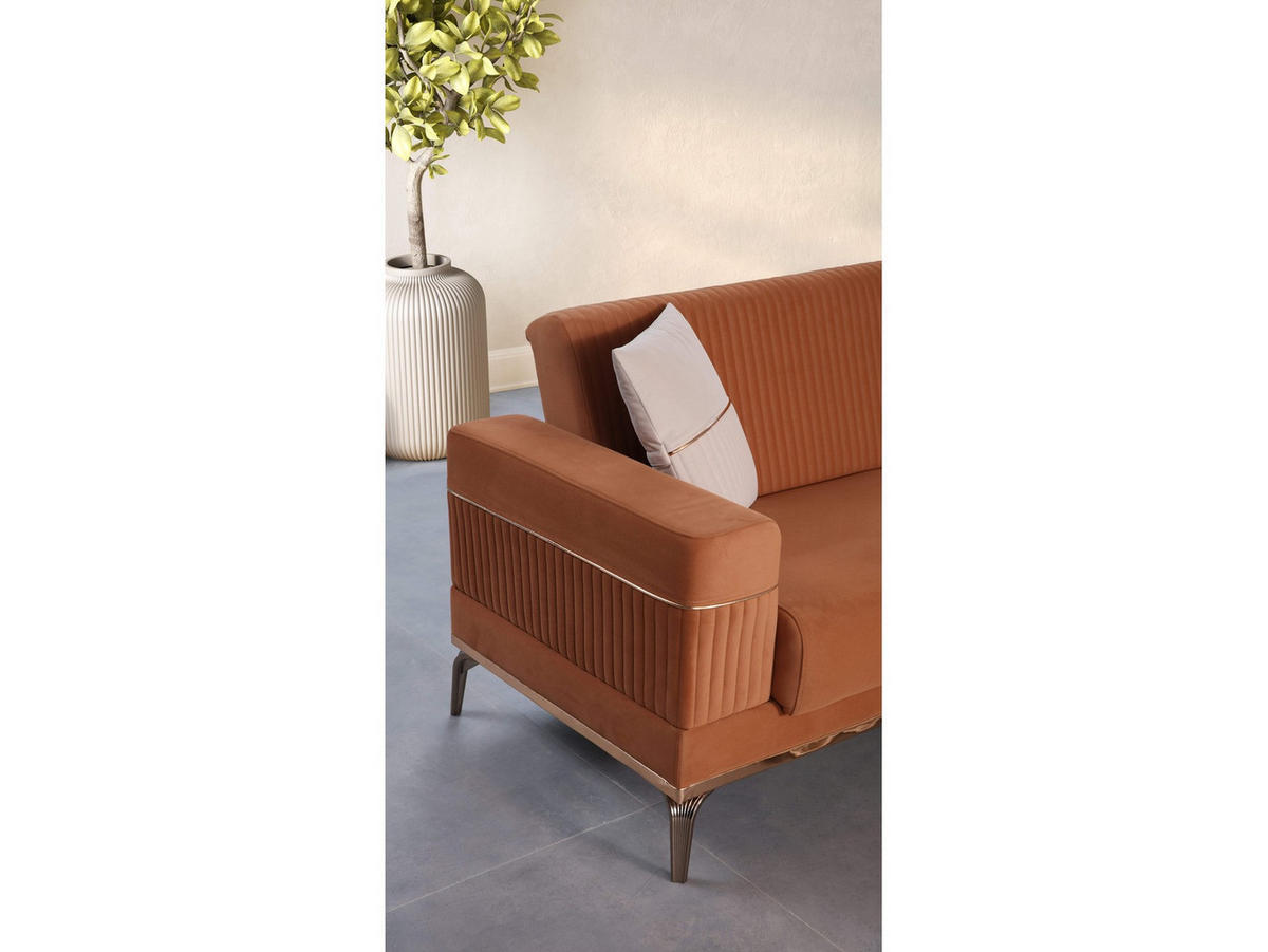 SOFA Cusco 3-Sitzer Mikrofaser Webstoff Terracotta - Terracotta, Kunststoff/Textil (230/84/90cm)