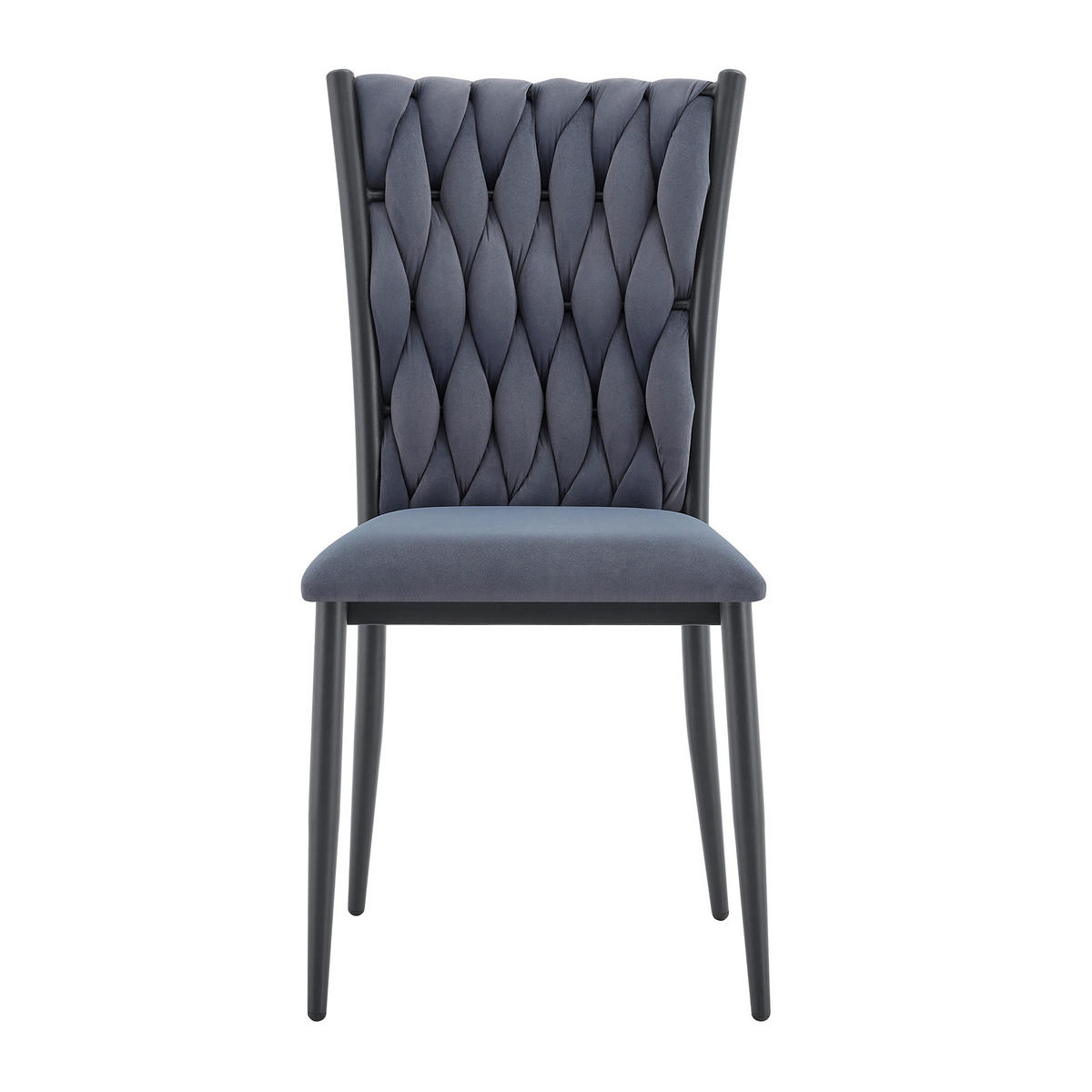 STUHL-SET DE-36807 4 Stück mit handgeflochtenem Muster Dunkelgrau - Dunkelgrau, Metall (45/94/58cm) - ComfortXL