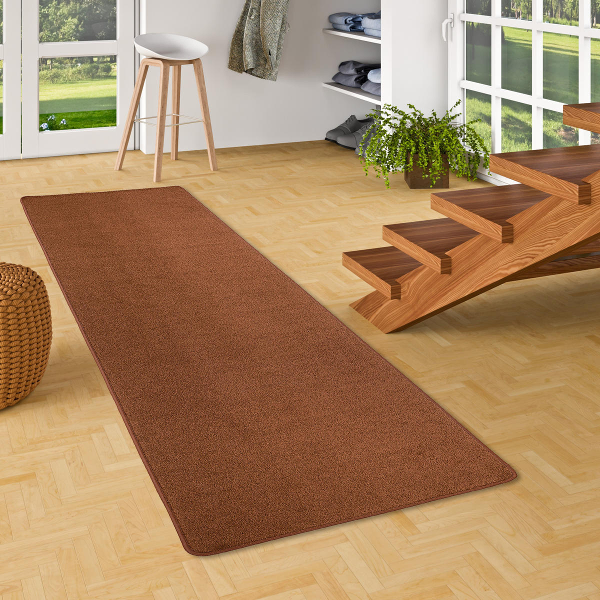 TREND VELOURS LÄUFER TEPPICH JOY - Braun, Textil (80/240cm) - Snapstyle