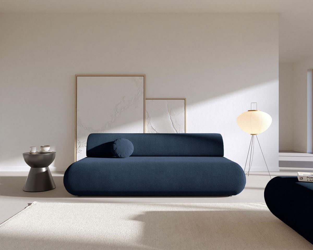 3-SITZER SCHLAFSOFA Dunkelblau Chenille - Schwarz/Dunkelblau, Kunststoff/Textil (214/74/100cm) - Selsey