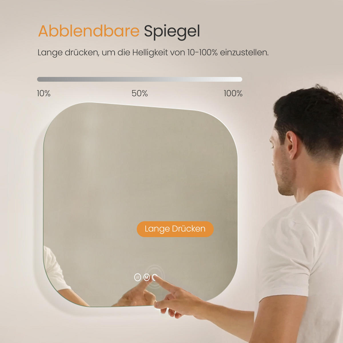 BADSPIEGEL mit Beleuchtung Quadratischer 60/60 cm - Weiß, Glas (60/2.5/60cm) - EMKE
