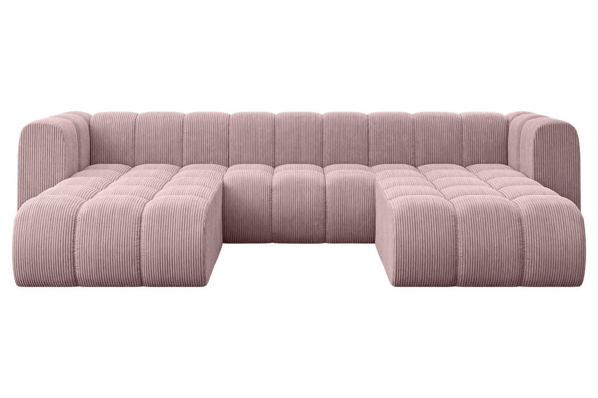 WOHNLANDSCHAFT modulares Sofa Joren-U1 - 319x177x70 cm Rosa - Rosa, Holzwerkstoff/Textil (319/70/177cm) - ALTDECOR