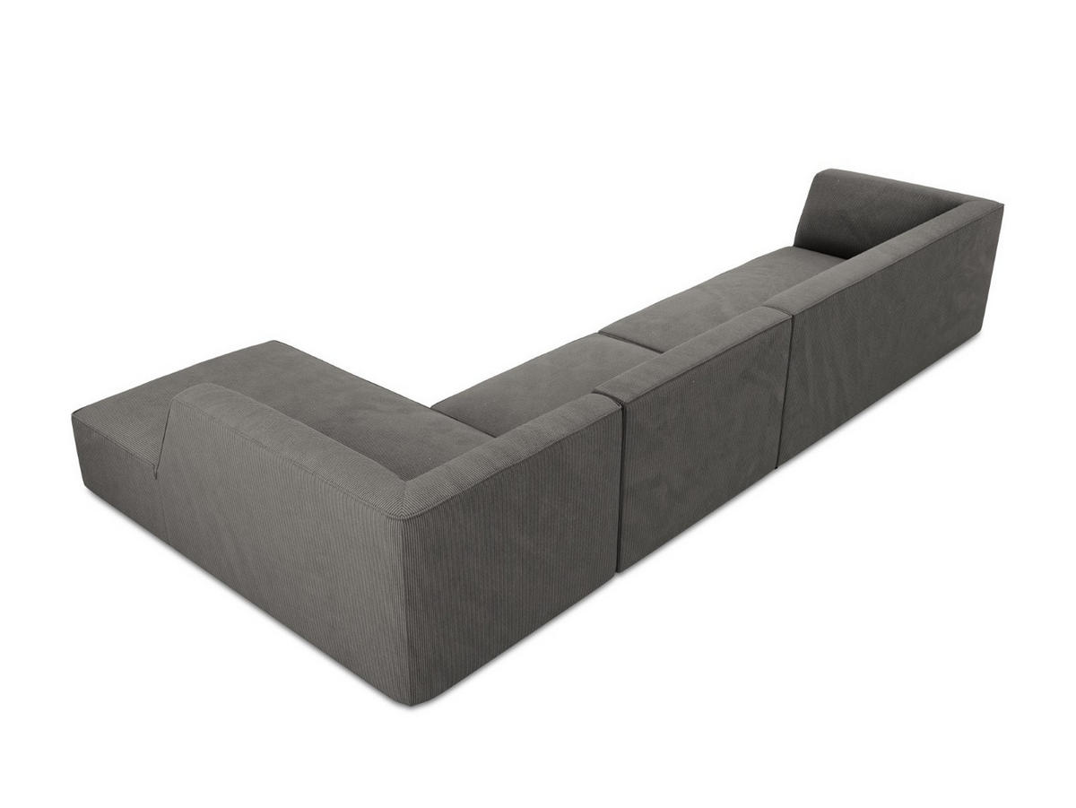 ECKSOFA rechts Ruby aus Cord dunkelgrau 5 Sitzplätze - Dunkelgrau, Textil (180/366cm) - Micadoni