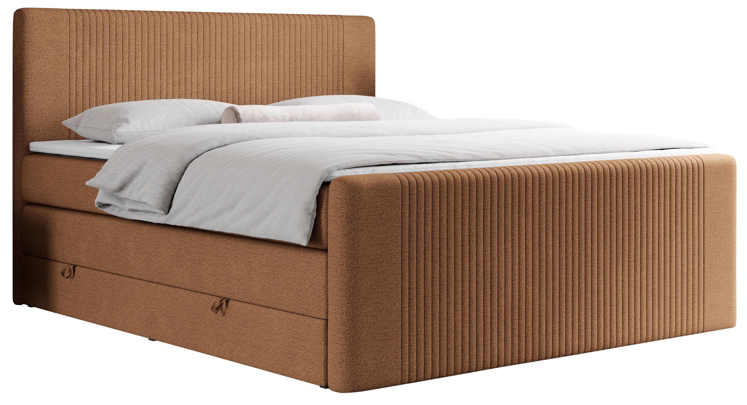 BOXSPRINGBETT KING DOREN 180/200 Orange Struktur - H3 - Orange, Holz/Textil (180/200cm) - MKS