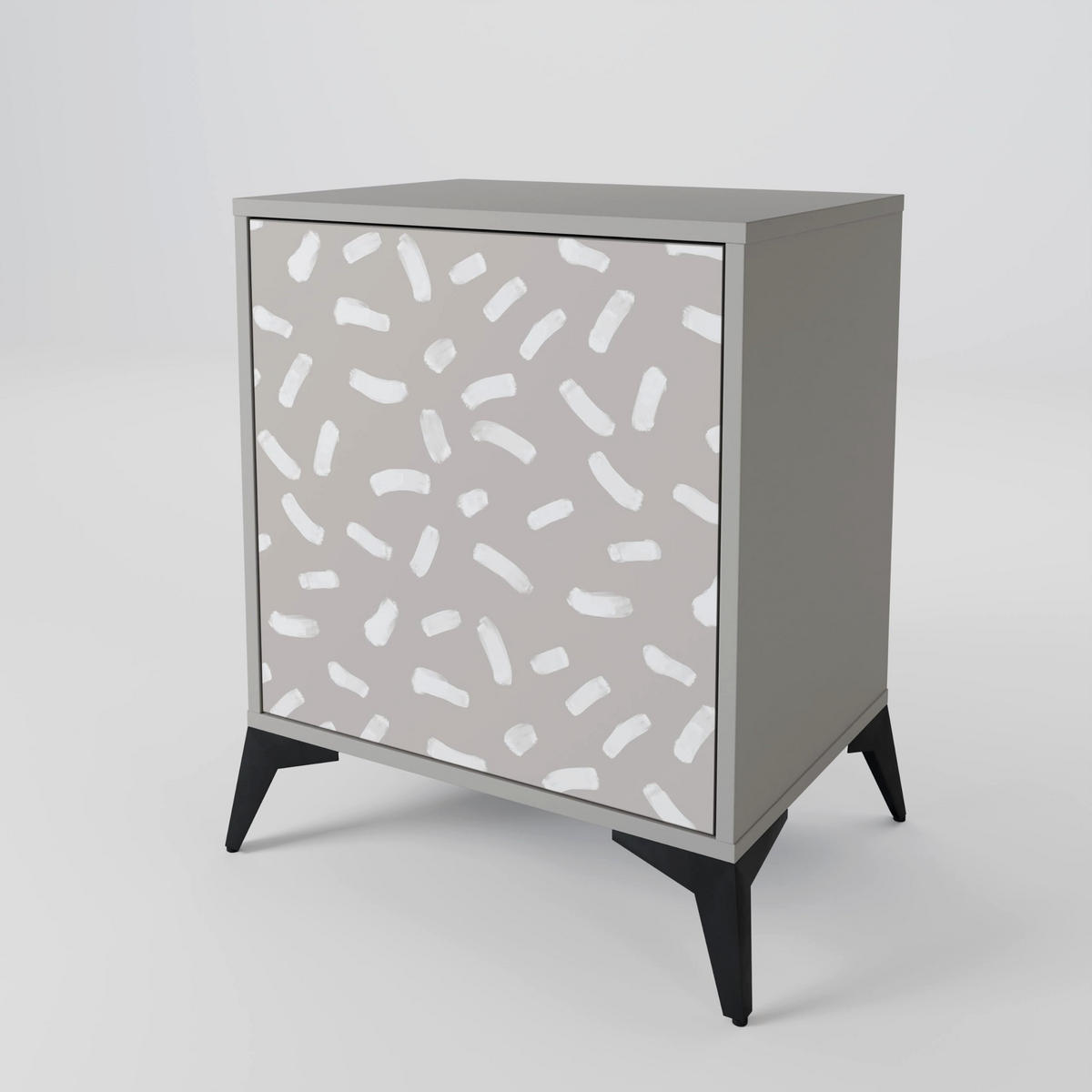 SIDEBOARD PASSING SECONDS, Grau, 57,5x42x77,5 cm, Schräge Buchenholzfüße - Buchefarben/Multicolor, Holzwerkstoff/Buchenholz (57.5/77.5/42cm) - SpaceRebels