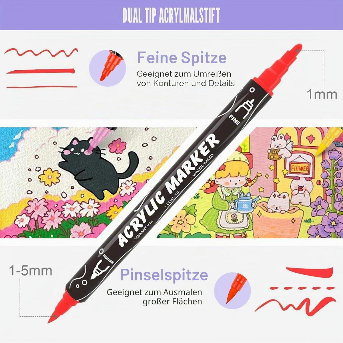 MALSTIFTE 120 Farben Set mit Doppelspitze - Multicolor, Kunststoff (10/10/15cm)
