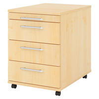 ROLLCONTAINER - mit 3 Schubladen 58/42,8/59 cm in Ahornfarben Relinggriff (Kunststoff) - Ahornfarben, Holzwerkstoff (42.8/59/58cm) - bümö