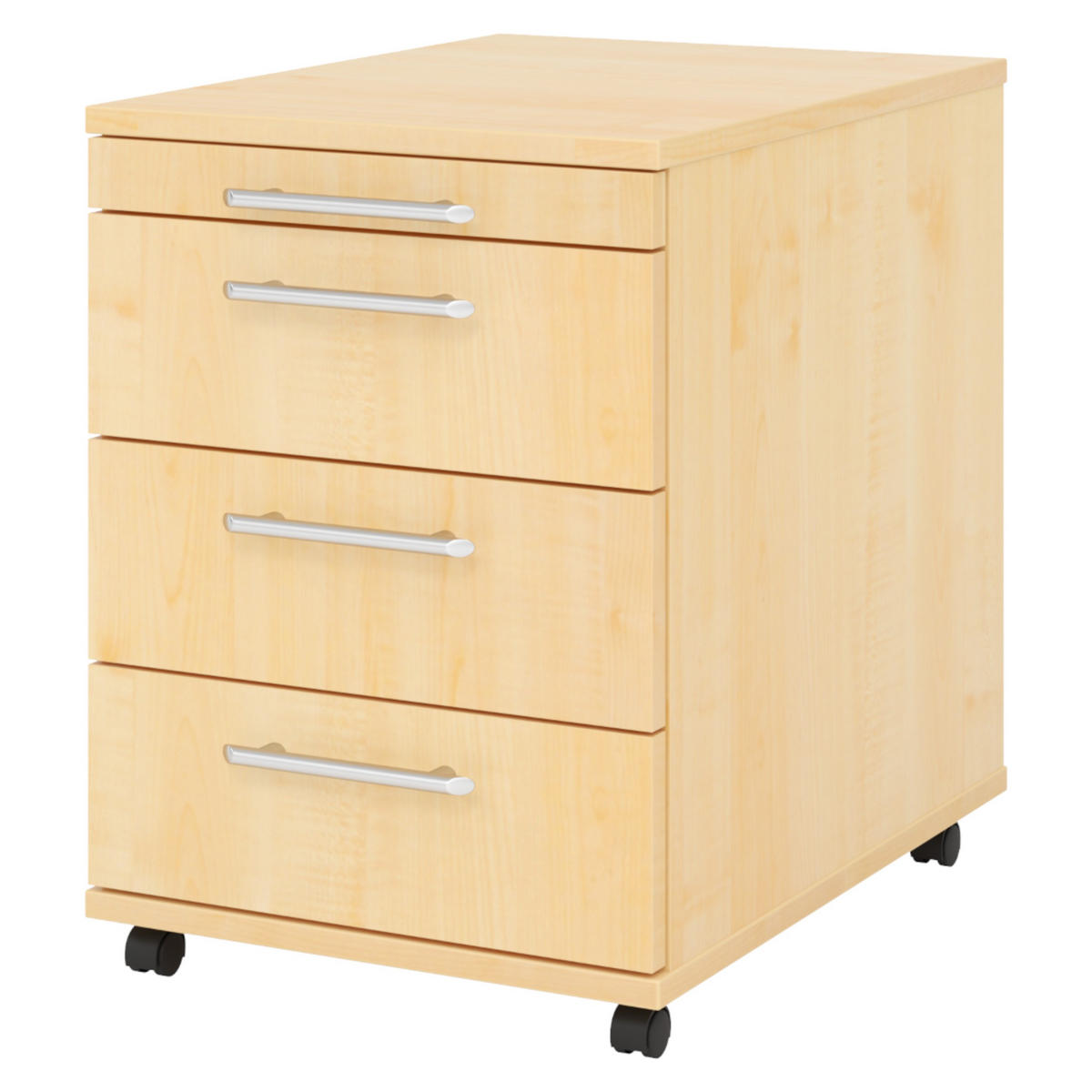 ROLLCONTAINER - mit 3 Schubladen 58/42,8/59 cm in Ahornfarben Relinggriff (Kunststoff) - Ahornfarben, Holzwerkstoff (42.8/59/58cm) - bümö