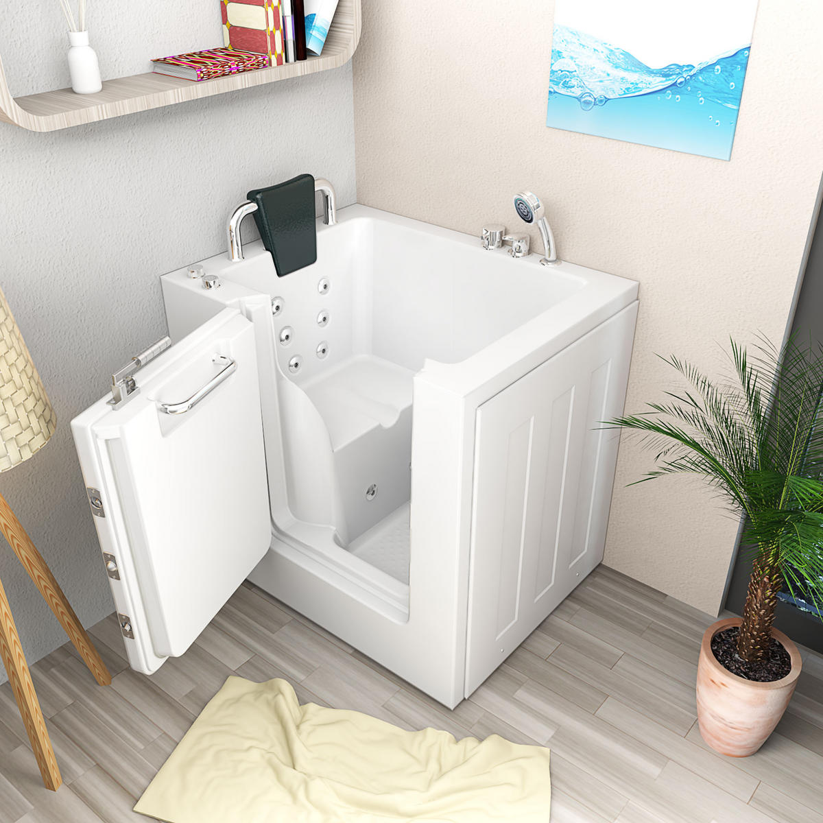 WHIRLPOOL-SENIORENWANNE S02WP-A-L Weiß - Weiß, Glas/Kunststoff (100/113/78cm) - AcquaVapore by Sandra Jentho
