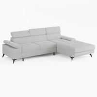 ECKSOFA VENTO Rechts Hell Beige Velours Easy Clean L-Form Couch mit Schlaffunktion & Bettkasten - Schwarz/Sahara, Holz (261/190cm) - Barchello