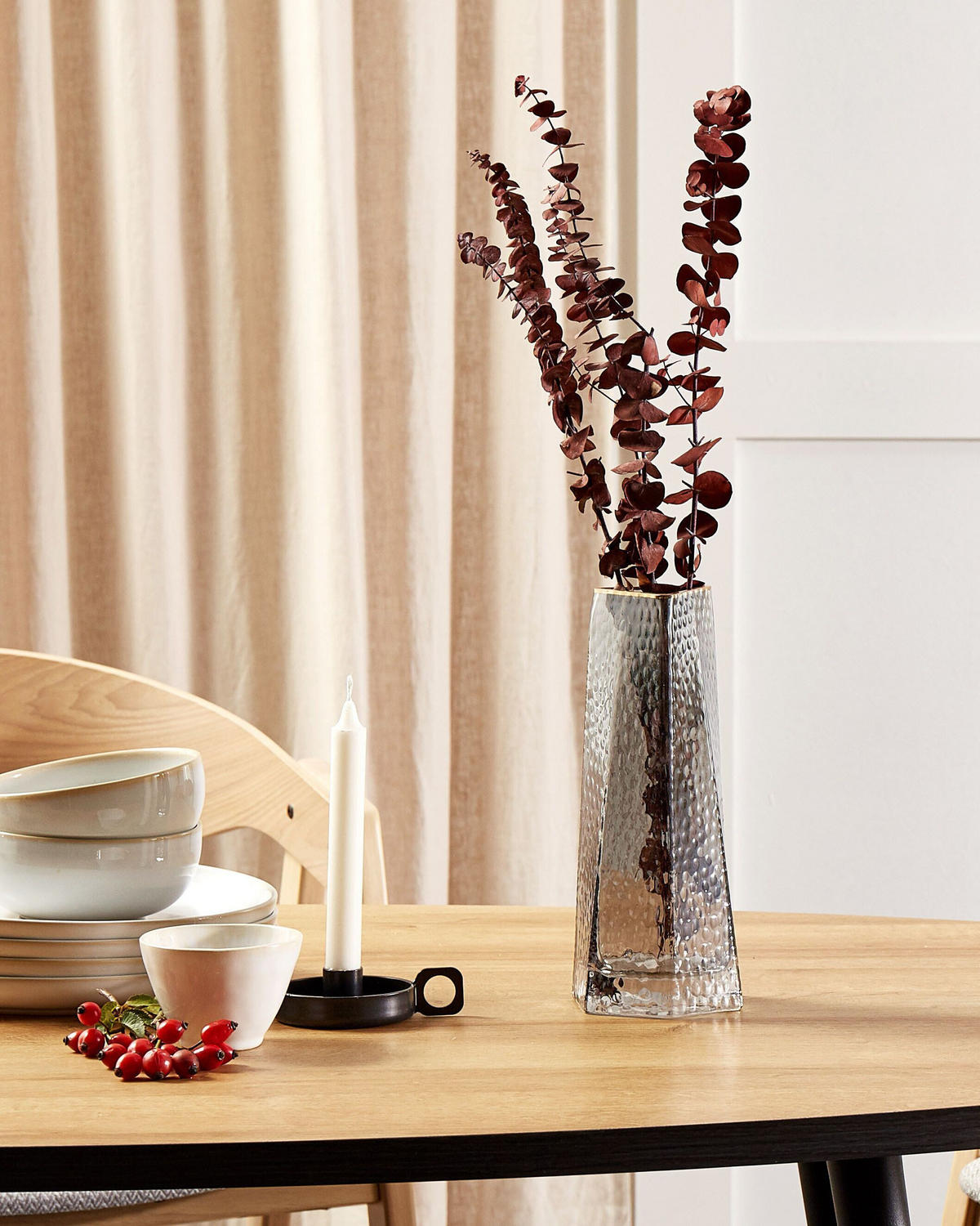 BLUMENVASE Glas grau Lilaia - Grau, Glas (27cm) - Beliani