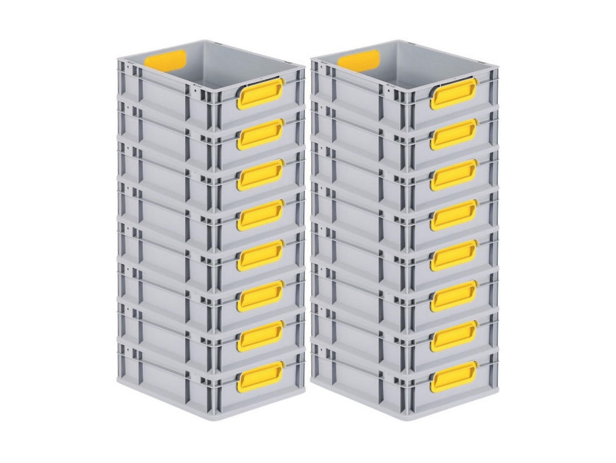 EUROBOX 16x Nextgen Color 12x30x40cm 11 Liter Griffe Gelb Geschlossen - Gelb, Kunststoff (30/12/40cm) - PROREGAL