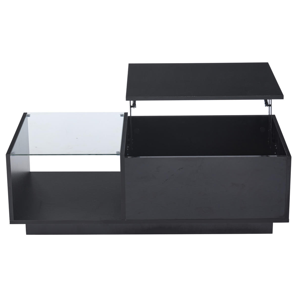 COUCHTISCH DE-208 LED Hochglanz Weiß/Schwarz - Schwarz, Holzwerkstoff (50/100/47cm) - ComfortXL