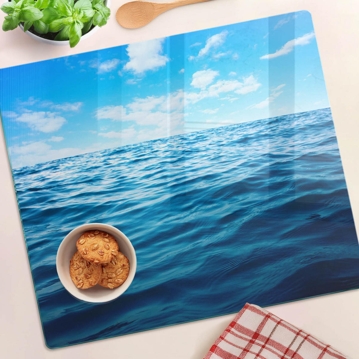 GLASPLATTE 60x52 cm Meerwasser - Blau, Glas (60/0.4/52cm) - TULUP