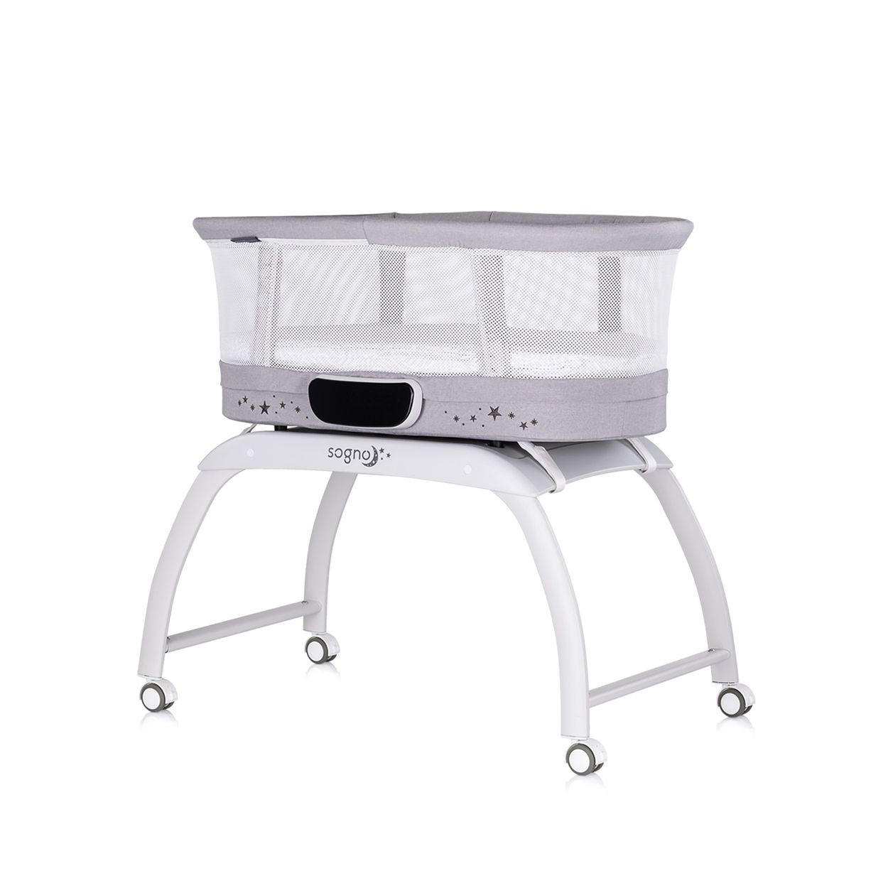BEISTELLBETT Sogno 2 in 1 grau 83 x 40 cm, elektrisch, Schaukelfunktion, Fernbedienung, Waage - Grau, Metall (40/83cm) - Chipolino