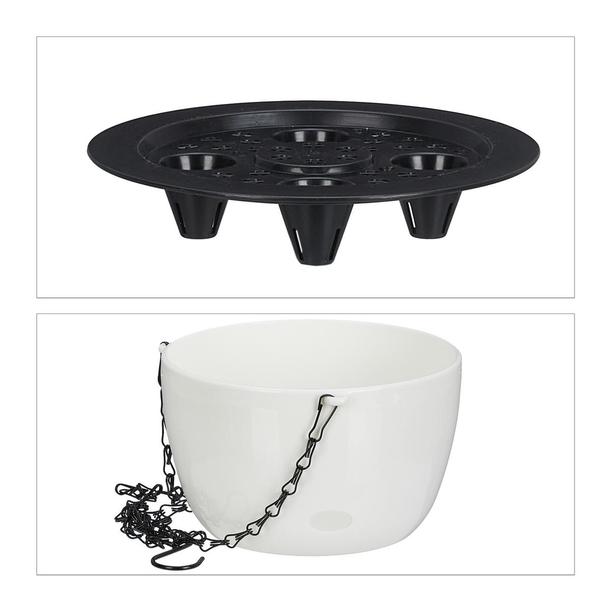 2XBLUMENAMPEL - Weiß, Kunststoff/Metall (56cm) - Relaxdays