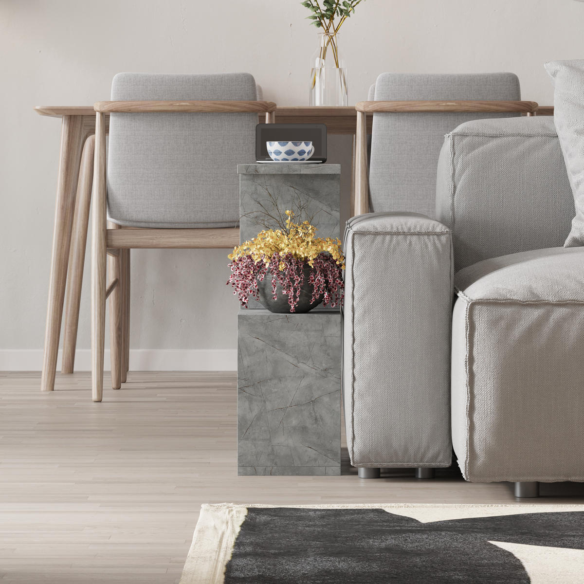 BEISTELLTISCH Homemania Gold-Marmor-Effekt 60/20/60 cm - Goldfarben, Holzwerkstoff (19.6/60/59.4cm) - Decortie